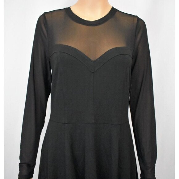 Torrid Black Skater Dress Size 0 (12) Sheer Mesh Sweetheart Illusion Whimsy Goth - Picture 5 of 11